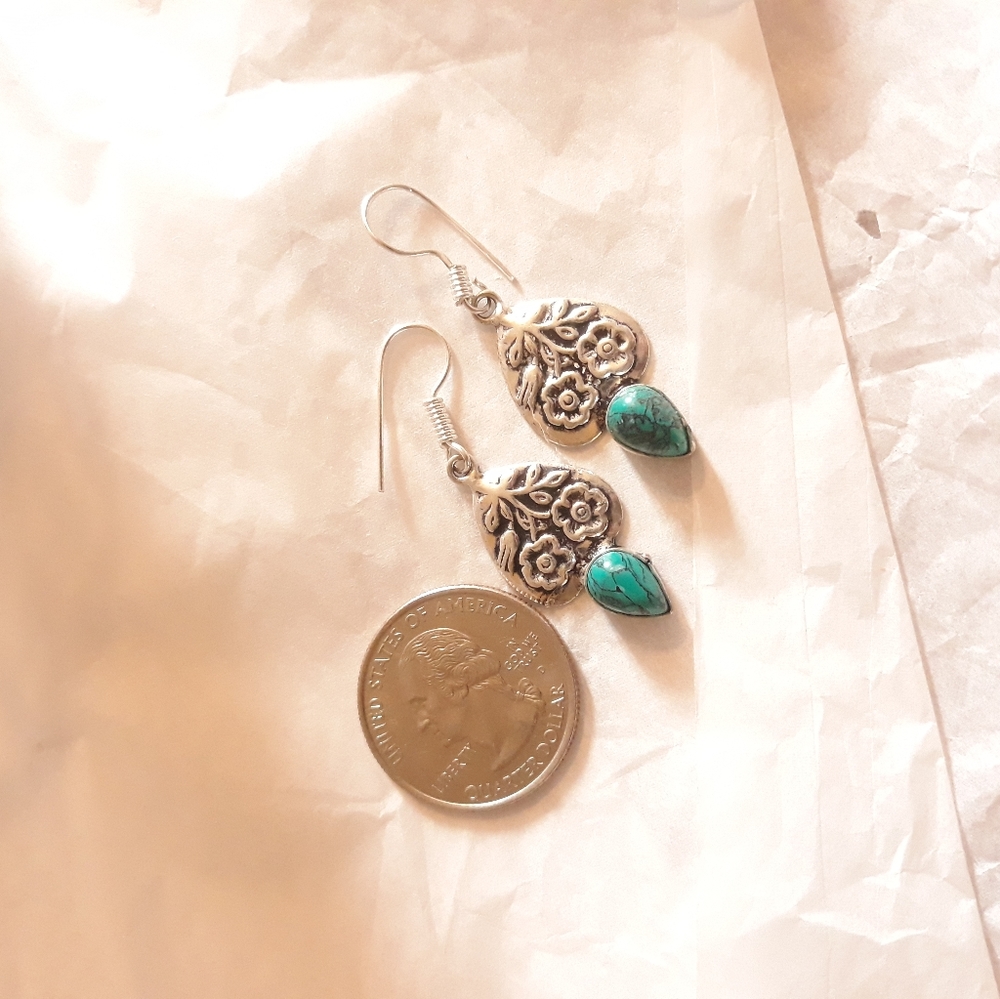 Western Turquoise Heart Earrings